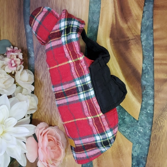 Dog Coat XS - Reversible Red Flannel/Black - Picture 4 of 11